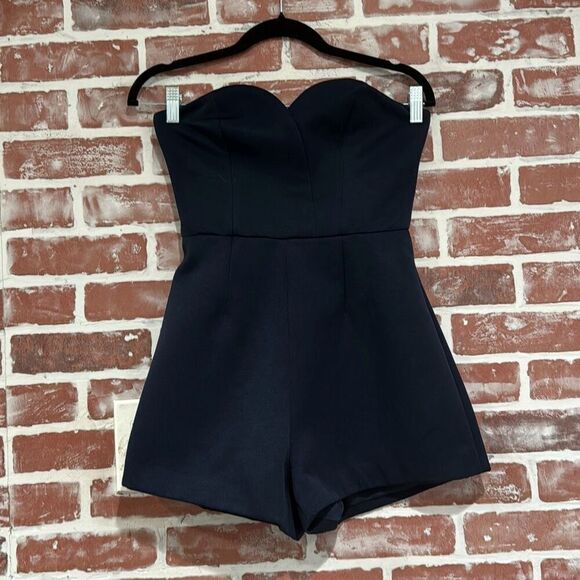 Finders Keepers Navy Blue Sweetheart Romper Playsuit Size Small EUC Womens - Picture 1 of 6